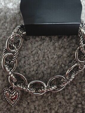 Silver Heart Charm Link Bracelet - Women Jewelry Brighton like
